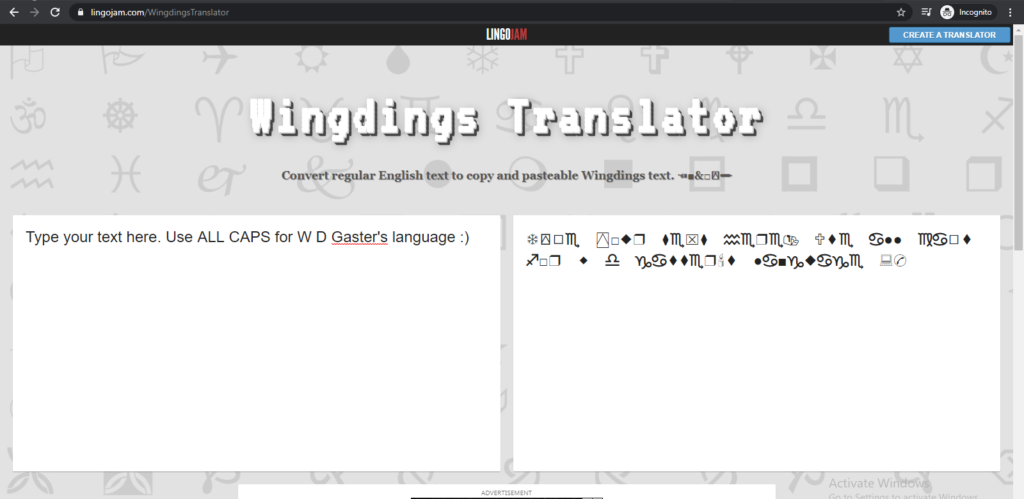 Wingdings Translator